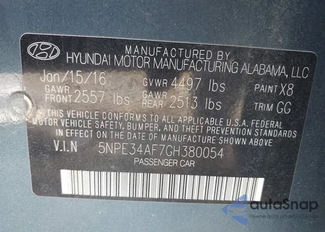 2016 Hyundai Sonata Sport z USA, uszkodzony, nr VIN 5NPE34AF7GH380054